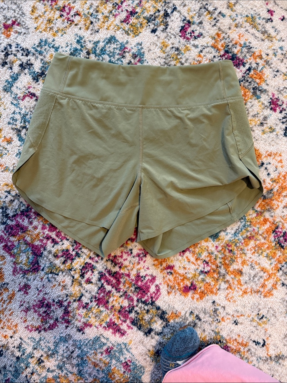 Athleta Olive Athletic Split-Hem Shorts